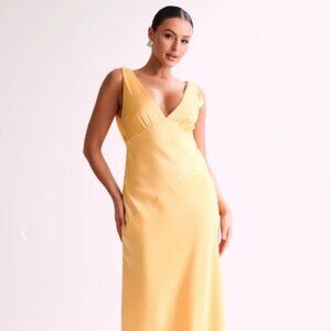 Meshki Maxi Satin Dress With Back Cowl - Lemon